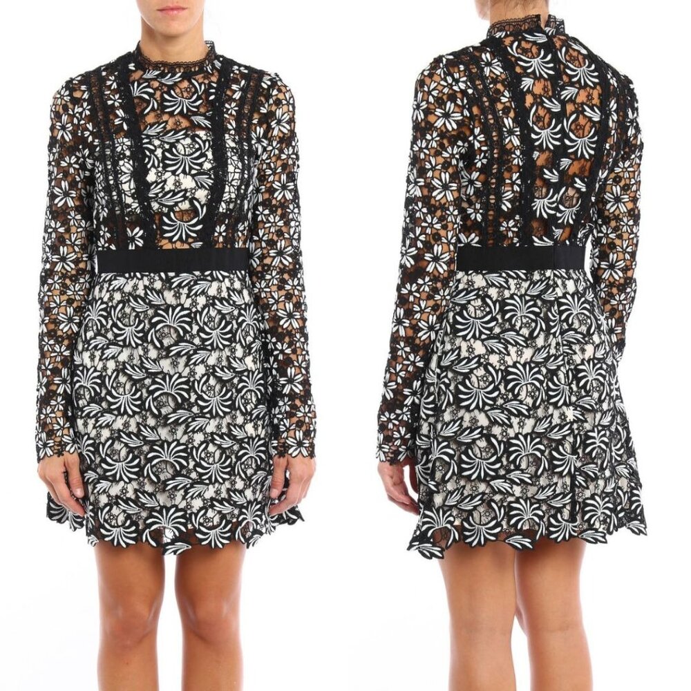 Self Portrait Antoinette Dress Size 2 Lace Cut Out Mini NWT Guipure Floral $429